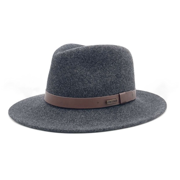 Pendleton 100% Wool Fedora Hat Gray Brown Leather Band Wide Brim Size Medium USA - Picture 1 of 16
